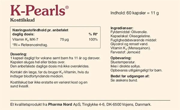 K-Pearls K2 Bio-Vitamin 75 mcg 60 kapsler